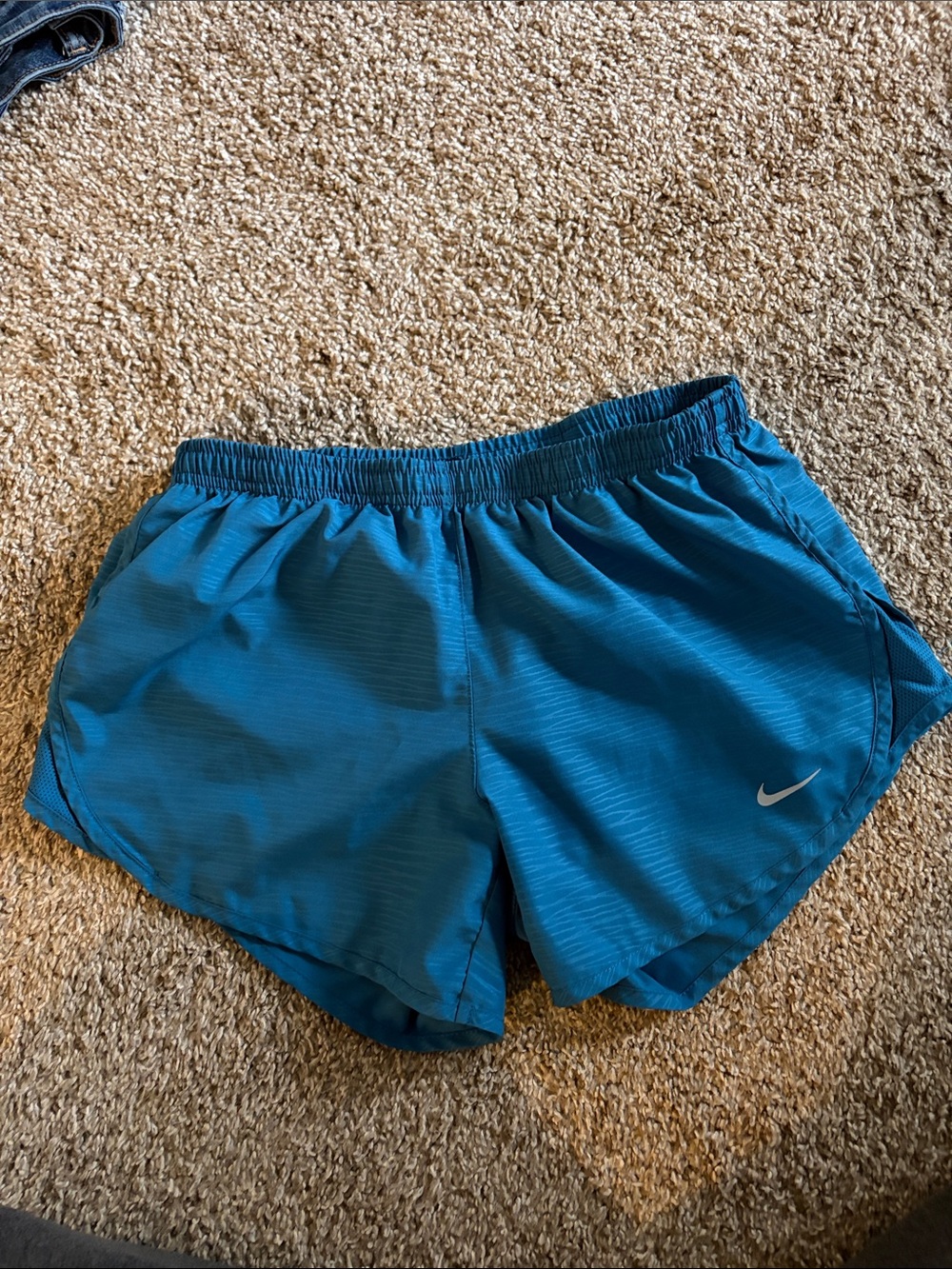 Nike Women's Blue Athletic Running Shorts with Swoosh